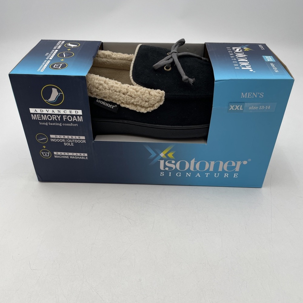 Isotoner Signature Mens Indoor Outdoor Slipper Black Sz XXL 13-14 House Slippers